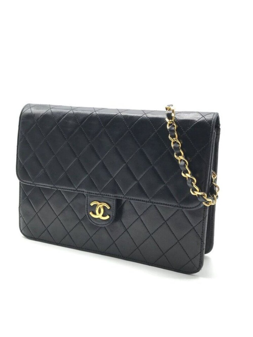 ★SOLD★ Chanel CC Logo Quilted Leather Che Hmm Shoulder Bag LadyBlack - Picture 2 of 10